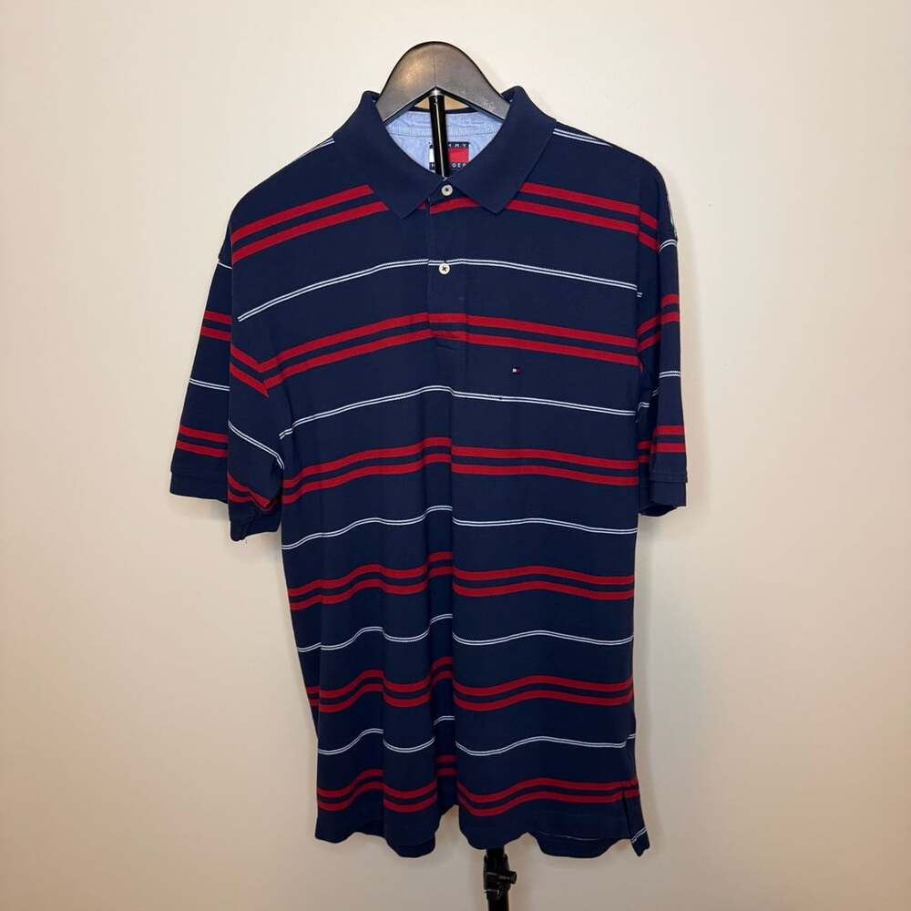 100% Cotton Tommy Hilfiger Striped Polo Size XL